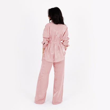Nude Silver Oversize Satin Set