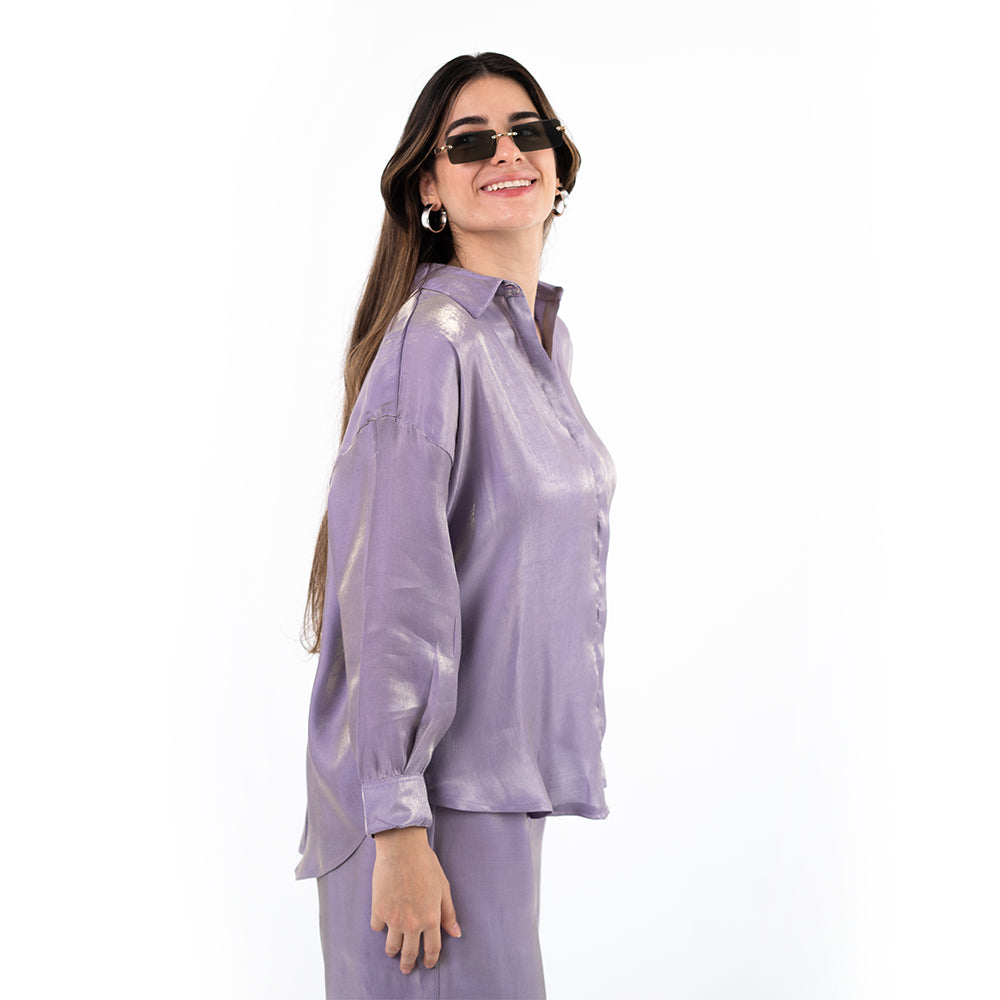 Purple Oversize Satin Set