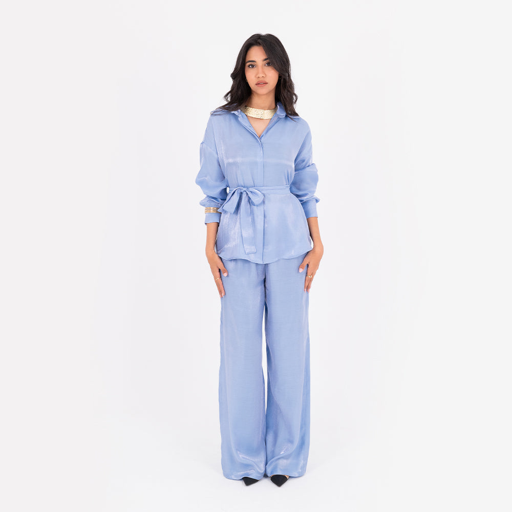 Baby Blue Oversize Satin Set