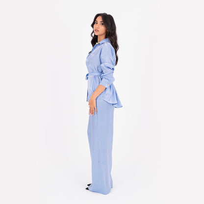 Baby Blue Oversize Satin Set
