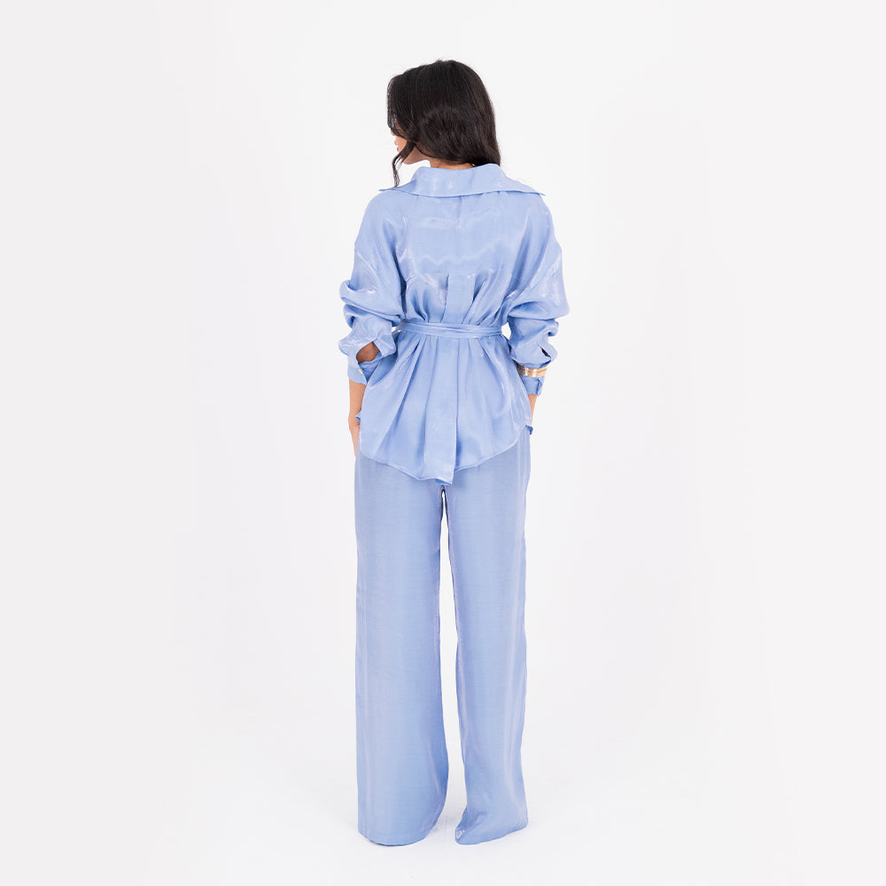 Baby Blue Oversize Satin Set