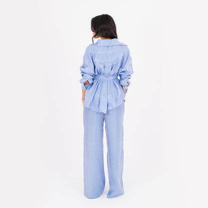Baby Blue Oversize Satin Set