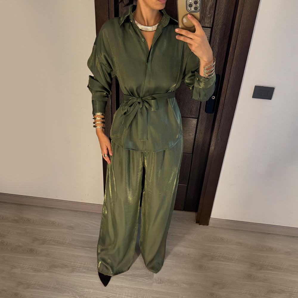 Disco Green Satin Oversize Set