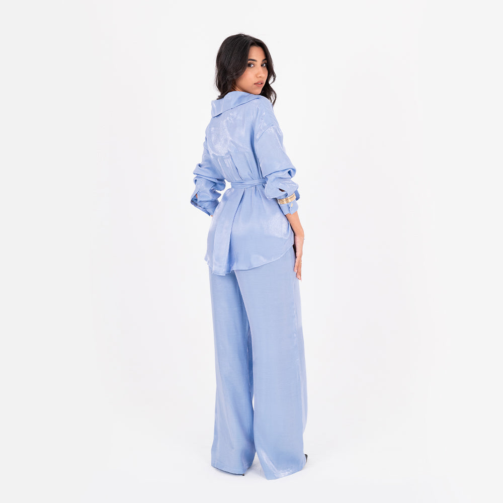 Baby Blue Oversize Satin Set