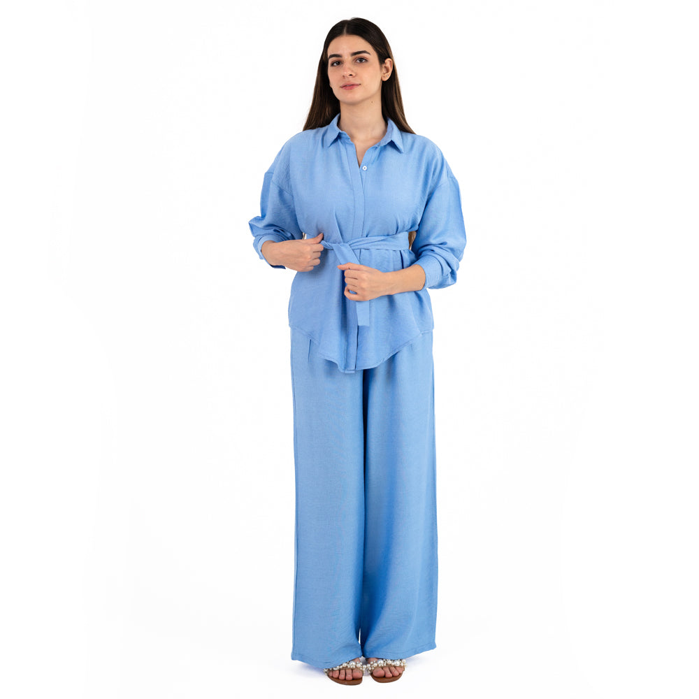 Baby Blue Oversize Linen Set