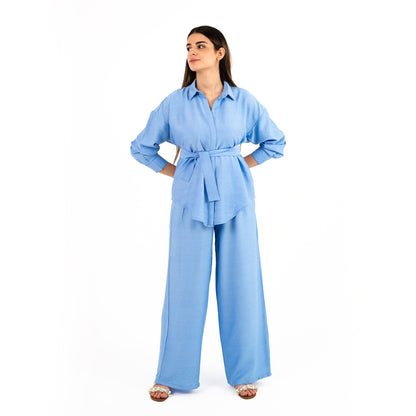 Baby Blue Oversize Linen Set