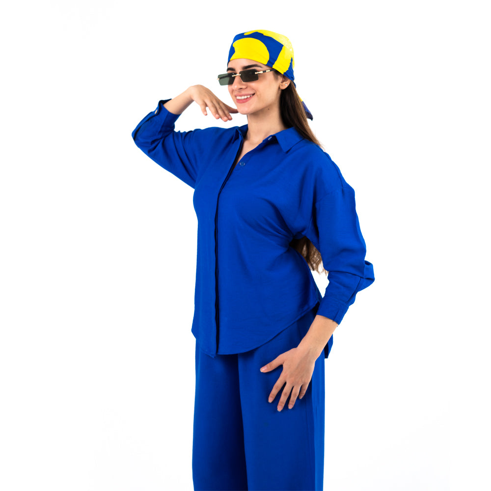 Royal Blue Oversize Linen Set