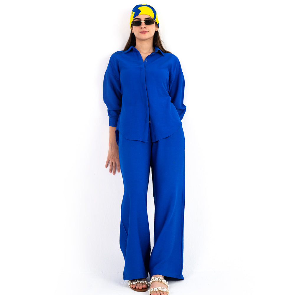 Royal Blue Oversize Linen Set