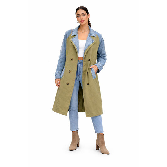 Denim Fusion Trench Coat (Olive)